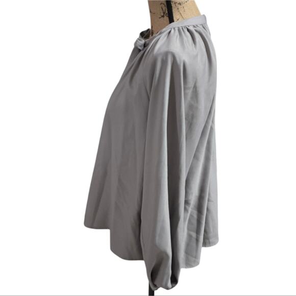 Antonio Melani Balloon Sleeve Gray Peasant Tie Neck Blouse‎ Size Small New - Picture 3 of 7